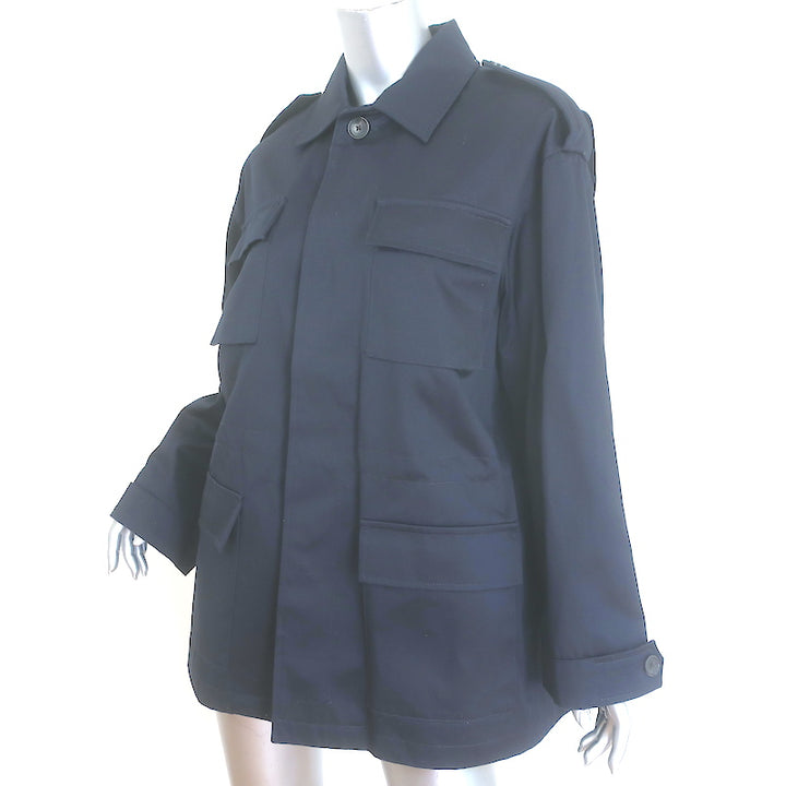 Nili Lotan Lorenzo Military Parka Jacket Navy Cotton Twill Size Medium NEW
