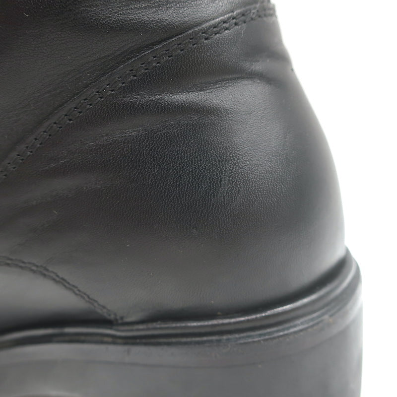 Moncler Viviane Side-Zip Combat Boots Black Leather Size 38