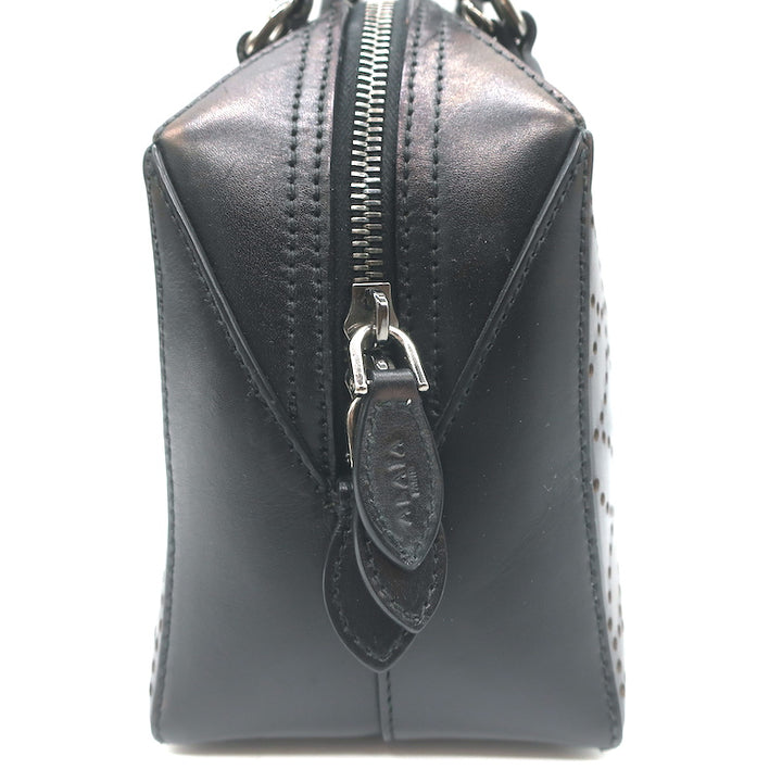 Alaia Arabesque Laser Cut Leather Mini Tote Bag Black