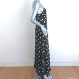 Doen Rosaria Midi Dress Black Polka Dot Silk-Blend Size Medium