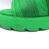 Bottega Veneta Flash Slide Sandals Green Leather-Trim Fabric Size 38