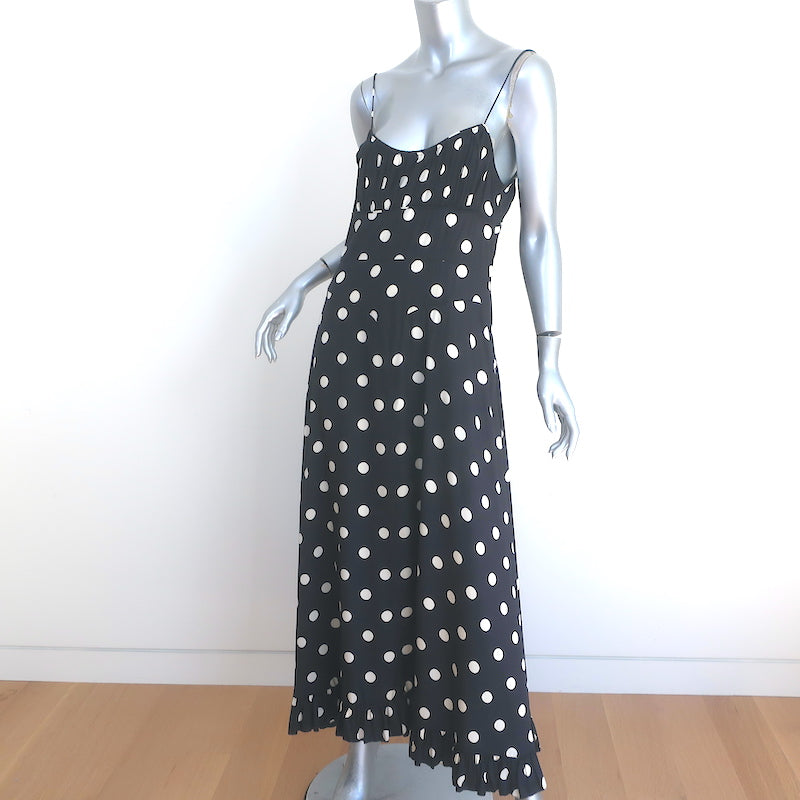 Doen Rosaria Midi Dress Black Polka Dot Silk-Blend Size Medium Celebrity Owned Doen Rosaria Midi Dress Black Polka Dot Silk-Blend Size Medium Celebrity Owned