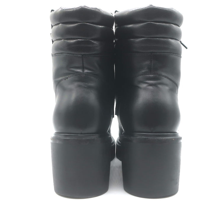 Moncler Viviane Side-Zip Combat Boots Black Leather Size 38