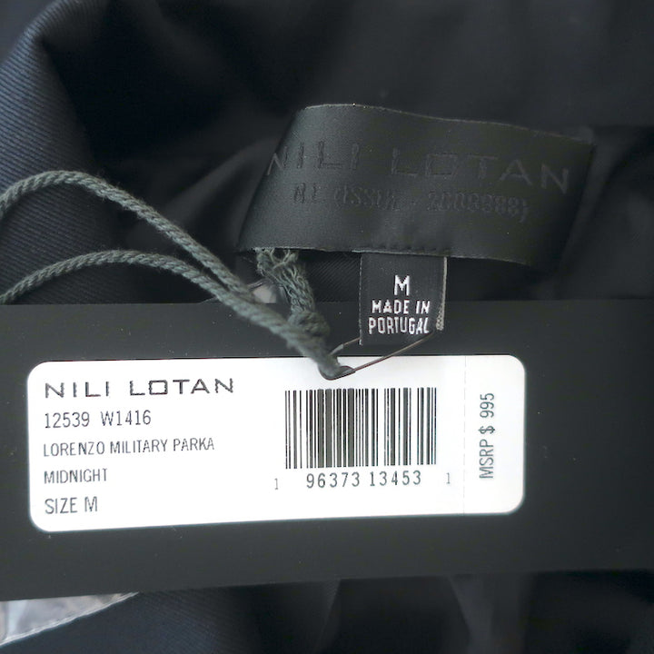 Nili Lotan Lorenzo Military Parka Jacket Navy Cotton Twill Size Medium NEW