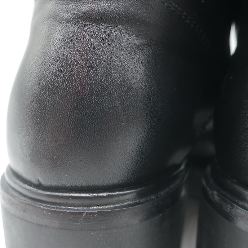 Moncler Viviane Side-Zip Combat Boots Black Leather Size 38