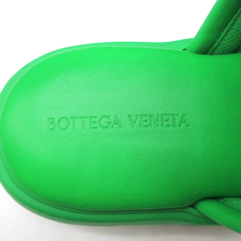 Bottega Veneta Flash Slide Sandals Green Leather-Trim Fabric Size 38