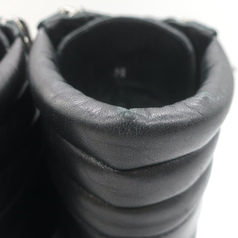 Moncler Viviane Side-Zip Combat Boots Black Leather Size 38