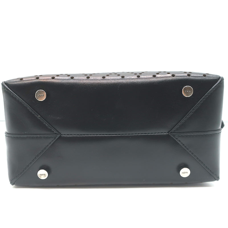 Alaia Arabesque Laser Cut Leather Mini Tote Bag Black