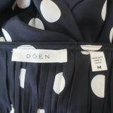 Doen Rosaria Midi Dress Black Polka Dot Silk-Blend Size Medium