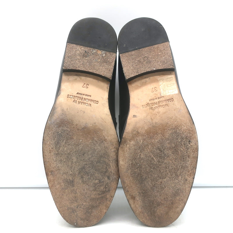 Woman by Common Projects 6132 Flat Loafers Black Leather Size 37