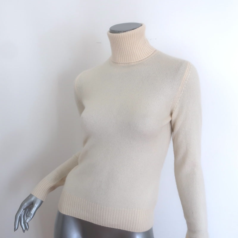 Loro Piana Cashmere Turtleneck Sweater Cream Size 40