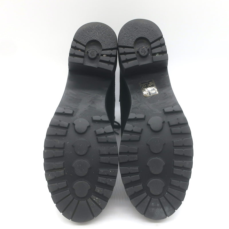 Moncler Viviane Side-Zip Combat Boots Black Leather Size 38