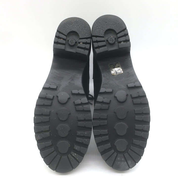 Moncler Viviane Side-Zip Combat Boots Black Leather Size 38