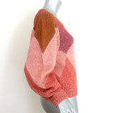 Vanessa Bruno Balloon Sleeve Argyle Sweater Pink Cotton-Blend Size Small