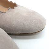 Chloe Lauren Scalloped Suede Pumps Light Taupe Suede Size 38.5
