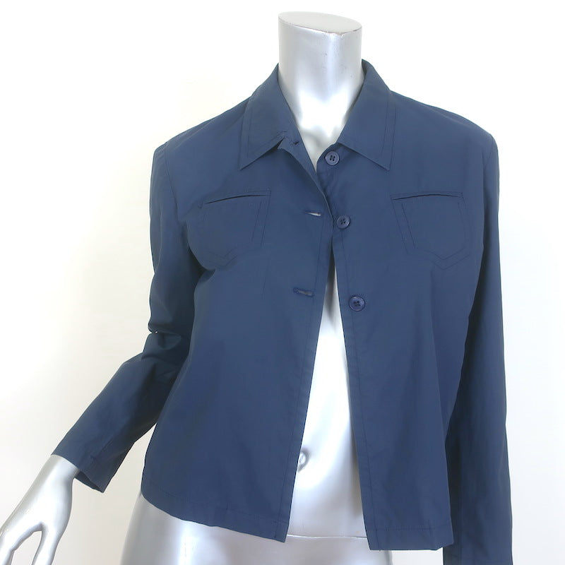 Miu Miu Cropped Jacket Navy Cotton-Blend Size 40