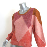 Vanessa Bruno Balloon Sleeve Argyle Sweater Pink Cotton-Blend Size Small