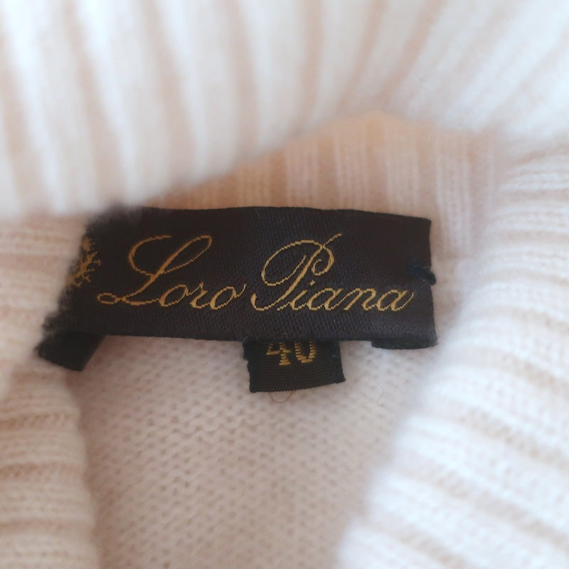Loro Piana Cashmere Turtleneck Sweater Cream Size 40