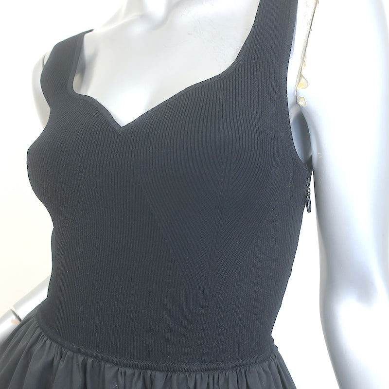 Tanya Taylor Josephina Tiered Mini Dress Black Cotton-Blend Size Medium