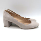 Chloe Lauren Scalloped Suede Pumps Light Taupe Suede Size 38.5