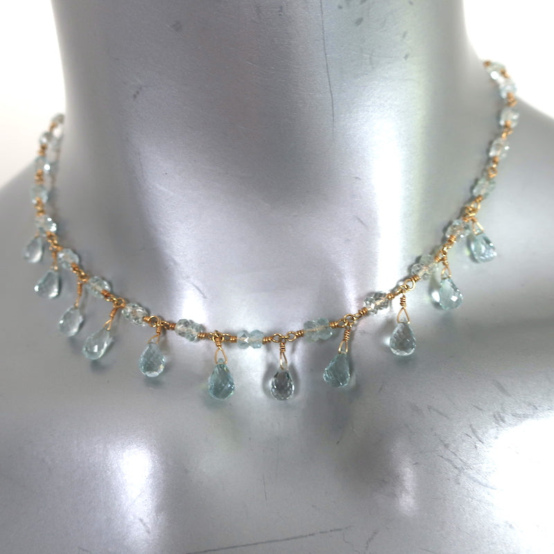 Tiffany &amp; Co. Briolette Aquamarine Necklace 18k Gold