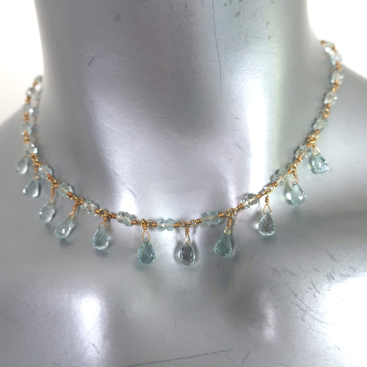 Tiffany &amp; Co. Briolette Aquamarine Necklace 18k Gold
