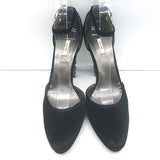 Miu Miu Jeweled-Heel d'Orsay Pumps Black Velvet Size 36.5 Ankle Strap Heels