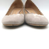 Chloe Lauren Scalloped Suede Pumps Light Taupe Suede Size 38.5