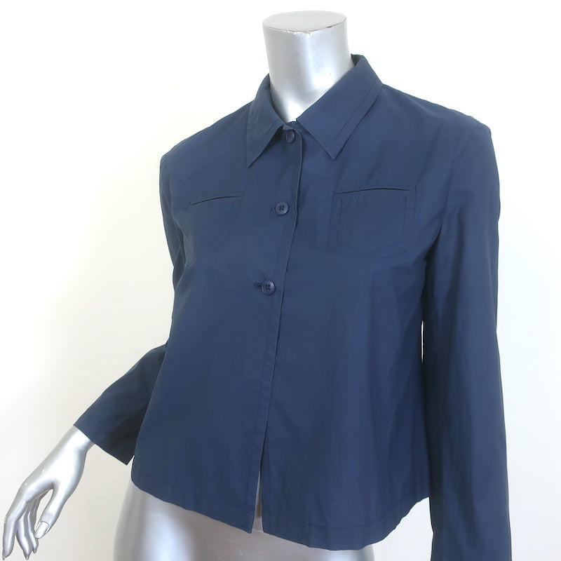 Miu Miu Cropped Jacket Navy Cotton-Blend Size 40