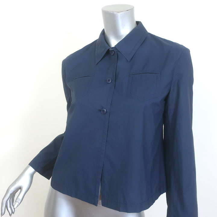 Miu Miu Cropped Jacket Navy Cotton-Blend Size 40