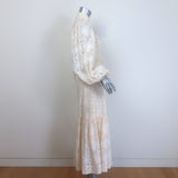 Zimmermann Rhythmic Lace High Neck Belted Midi Dress Ivory Size 0