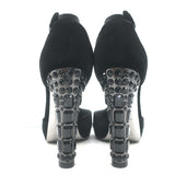 Miu Miu Jeweled-Heel d'Orsay Pumps Black Velvet Size 36.5 Ankle Strap Heels