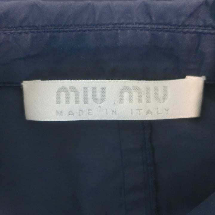 Miu Miu Cropped Jacket Navy Cotton-Blend Size 40