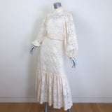 Zimmermann Rhythmic Lace High Neck Belted Midi Dress Ivory Size 0