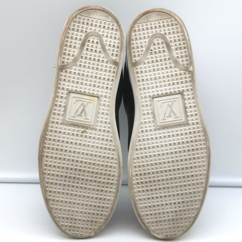 Louis Vuitton Frontrow Sneakers Brown Monogram Canvas &amp; Black Patent Size 37