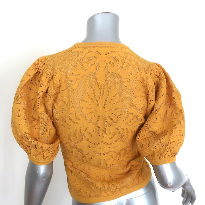 Ulla Johnson Carina Puff Sleeve Jacquard Top Goldenrod Size Petite