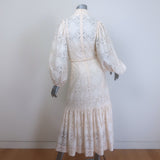 Zimmermann Rhythmic Lace High Neck Belted Midi Dress Ivory Size 0