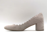 Chloe Lauren Scalloped Suede Pumps Light Taupe Suede Size 38.5