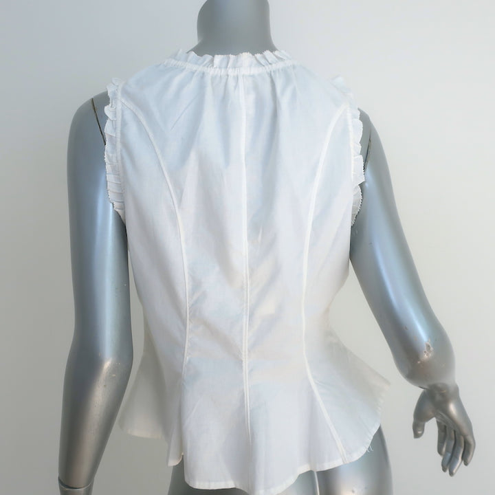 THE GREAT The Abbey Top Cream Cotton Size 2 Sleeveless Button-Up Blouse NEW