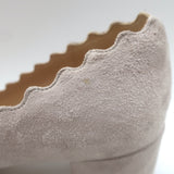 Chloe Lauren Scalloped Suede Pumps Light Taupe Suede Size 38.5