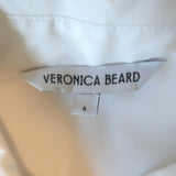 Veronica Beard Saude Cargo Dress White Stretch Cotton Size 6 Long Sleeve Mini