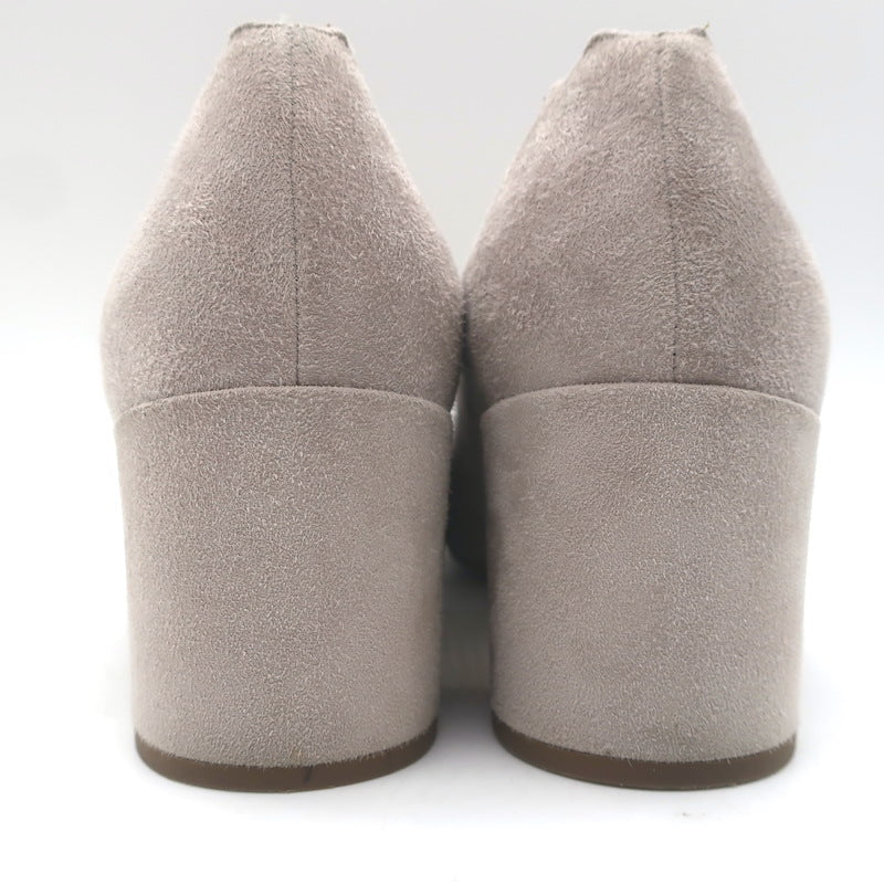 Chloe Lauren Scalloped Suede Pumps Light Taupe Suede Size 38.5