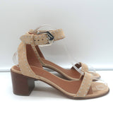 Givenchy Studded Ankle Strap Sandals Beige Suede Size 38.5 Open Toe Heels