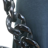 Hayden-Harnett Chain Strap Foldover Large Shoulder Bag Black Patent Leather