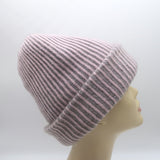 The Elder Statesman Watchman Striped Cashmere Beanie Light Pink/Gray