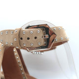 Givenchy Studded Ankle Strap Sandals Beige Suede Size 38.5 Open Toe Heels