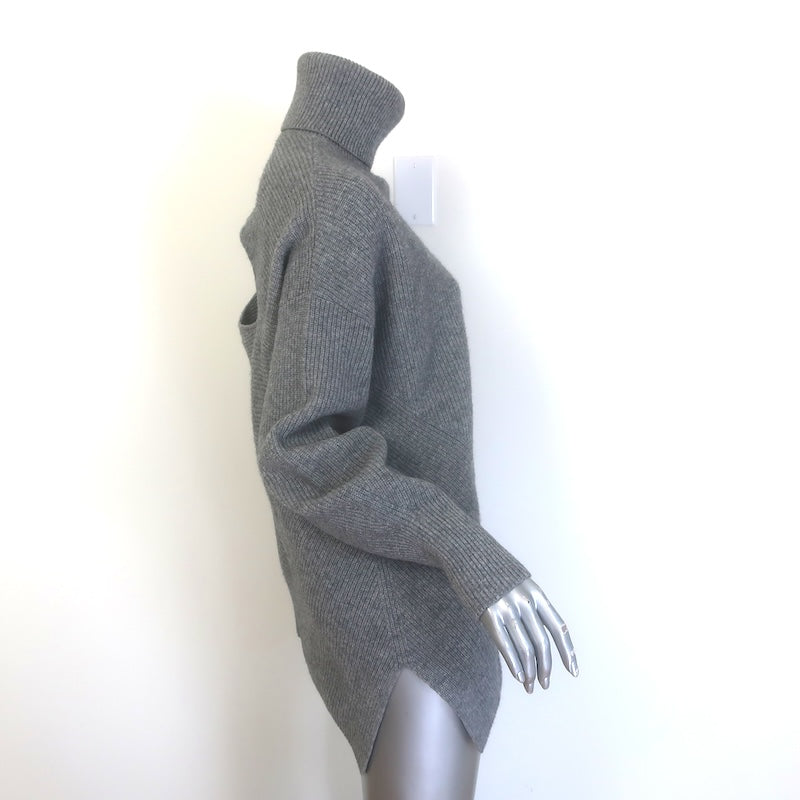 A.L.C. Rory Cutout-Back Turtleneck Sweater Gray Ribbed Wool-Cashmere Size Small