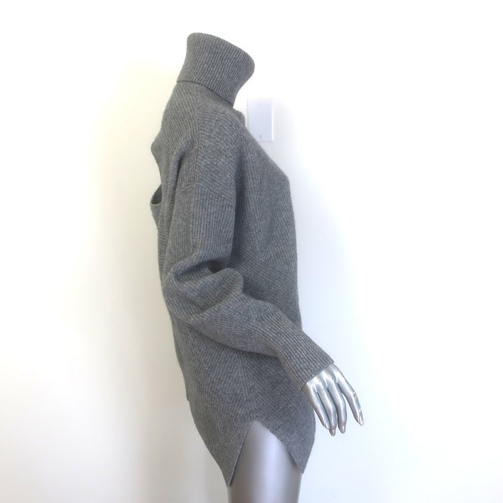 A.L.C. Rory Cutout-Back Turtleneck Sweater Gray Ribbed Wool-Cashmere Size Small