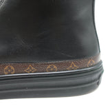 Louis Vuitton Stellar High Top Sneakers Black Leather & Brown Monogram Size 37.5