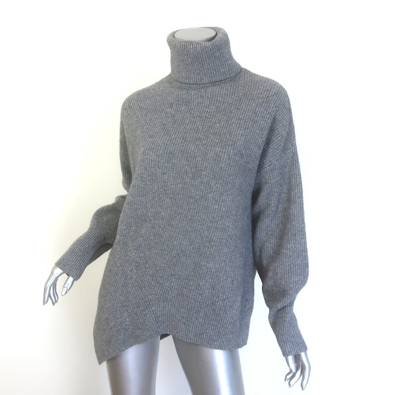 A.L.C. Rory Cutout-Back Turtleneck Sweater Gray Ribbed Wool-Cashmere Size Small